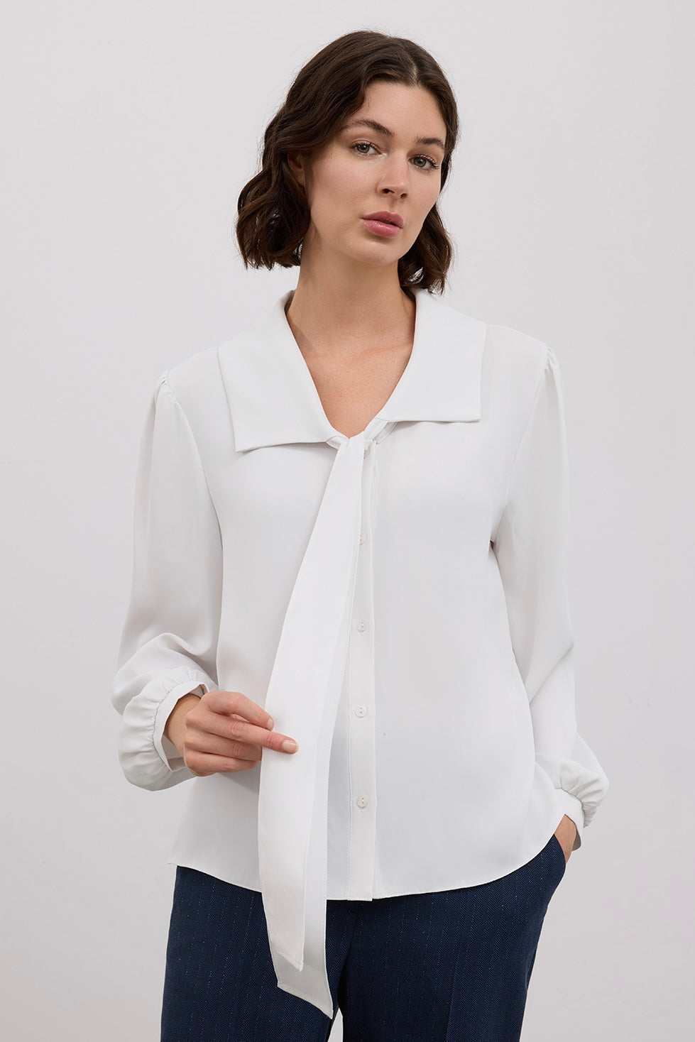 Classic Shirt with Large Collar and Bow Tie