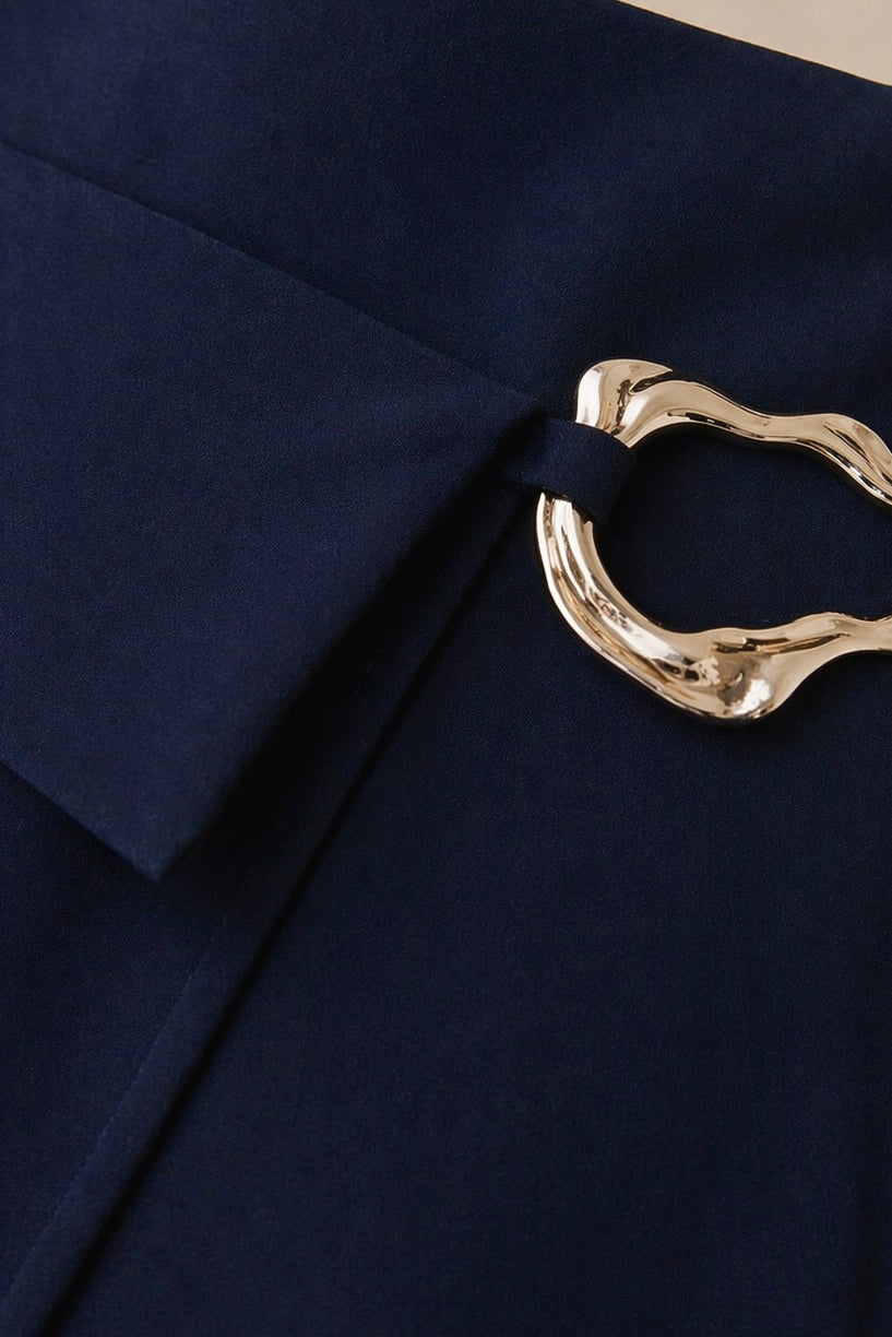 Elegant Buckle-Detail Long Skirt