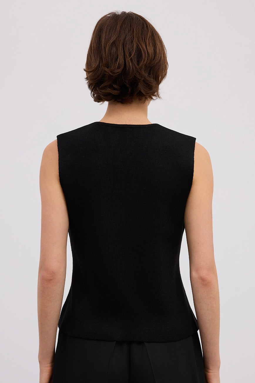 Wool Tailored Vest with Metallic Buttons