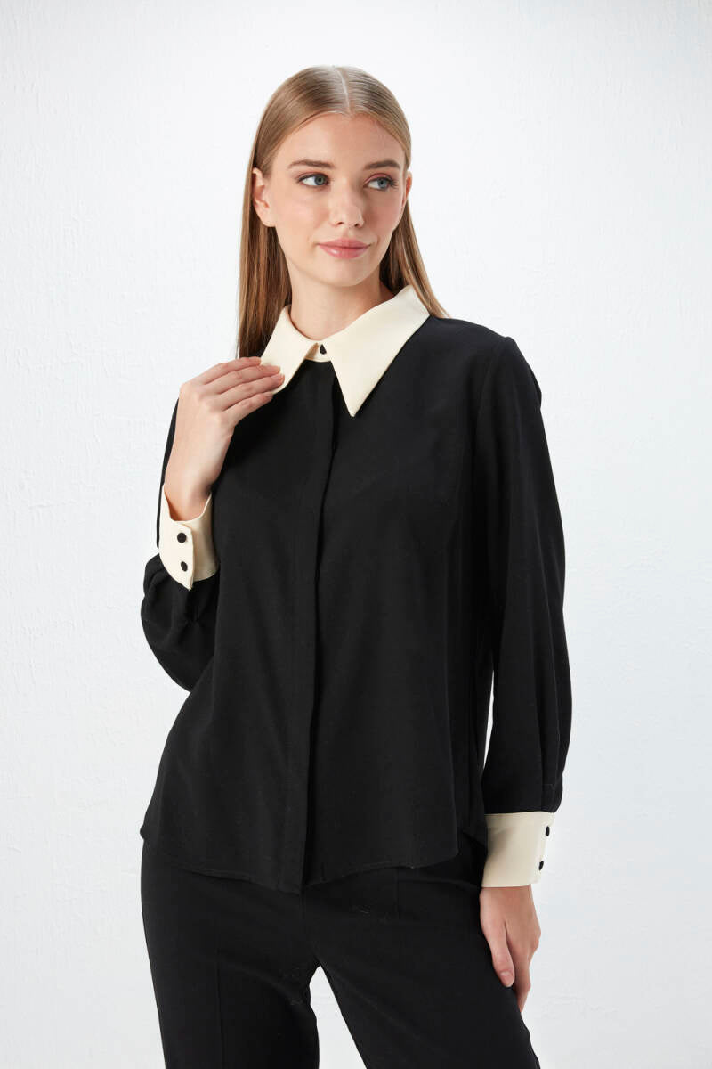 Beige Collar Crepe Shirt