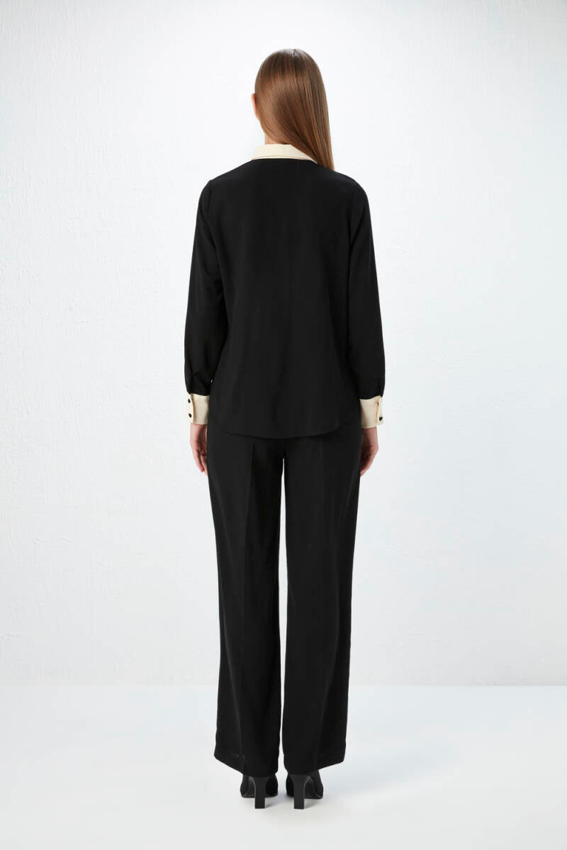 Beige Collar Crepe Shirt