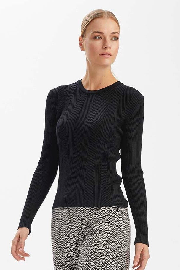 Wool Striped Basic Blouse