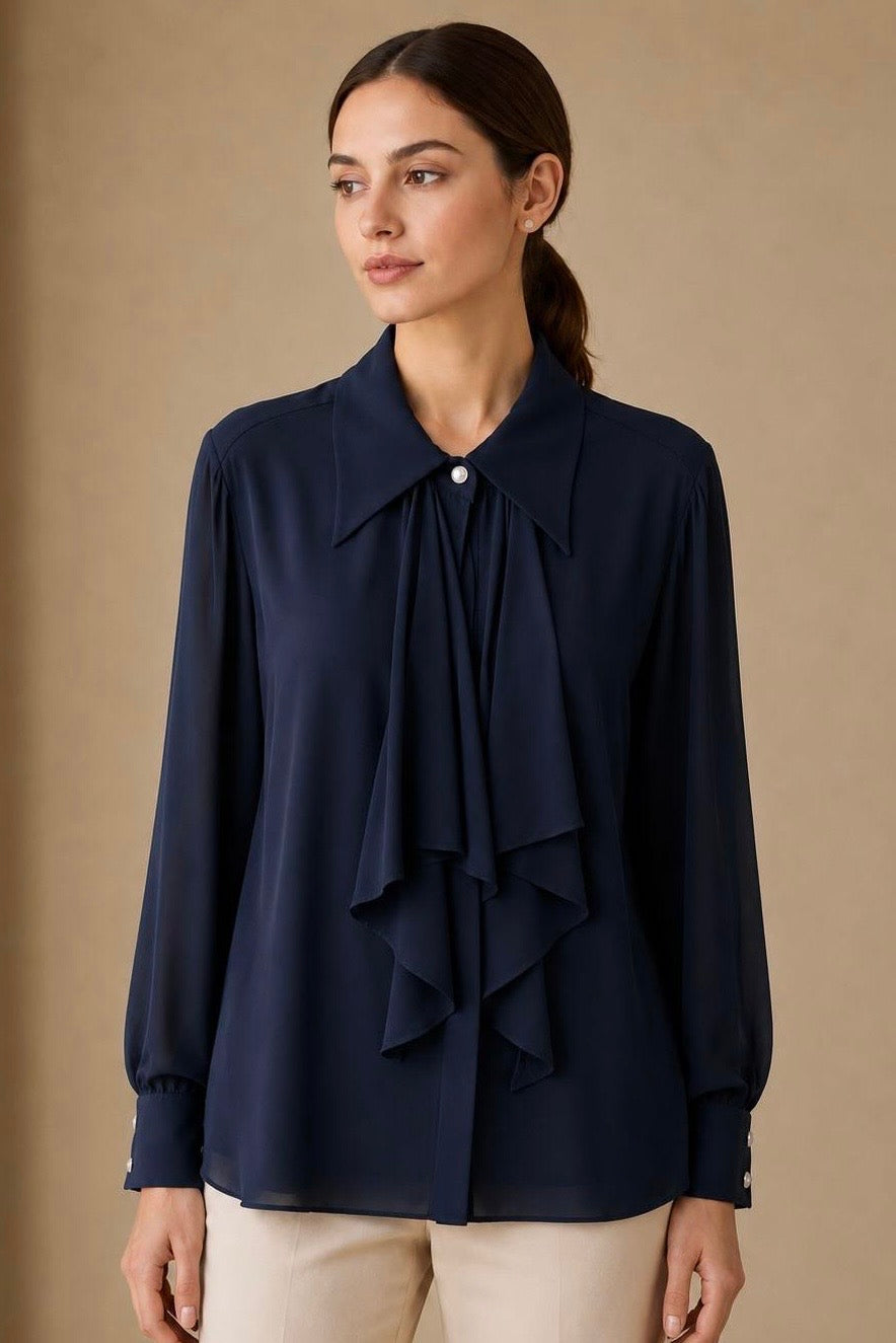 Collared Tie Neck Shirt