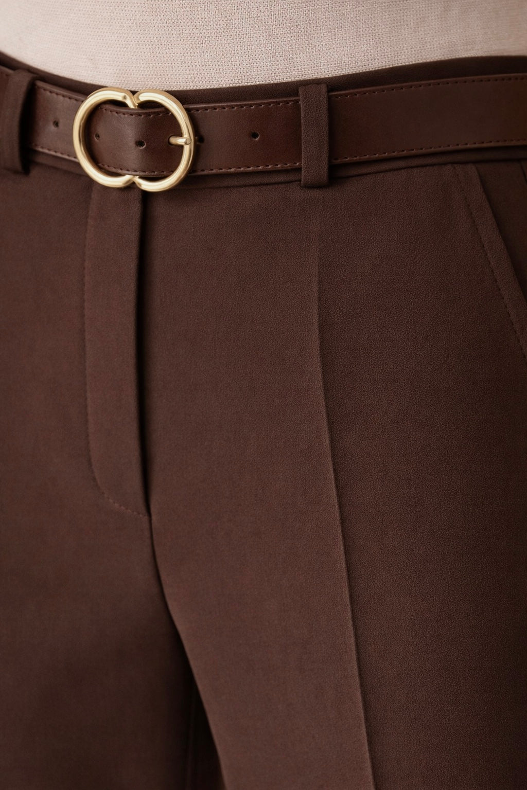 Straight High Waist Trousers with Belt