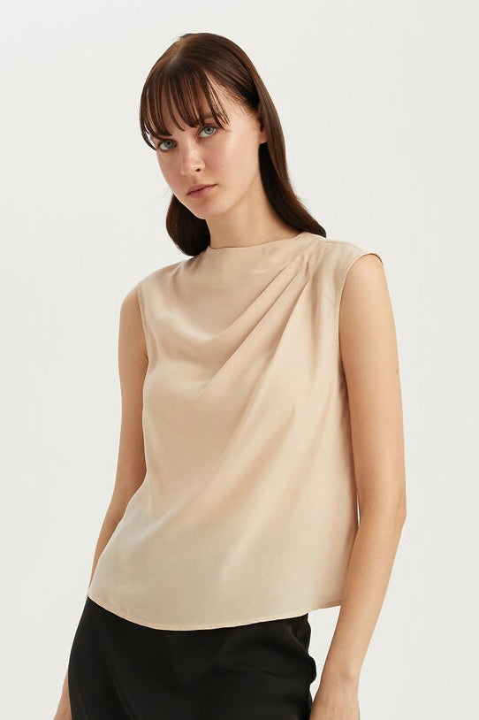 Pleated Detail Sleeveless Blouse