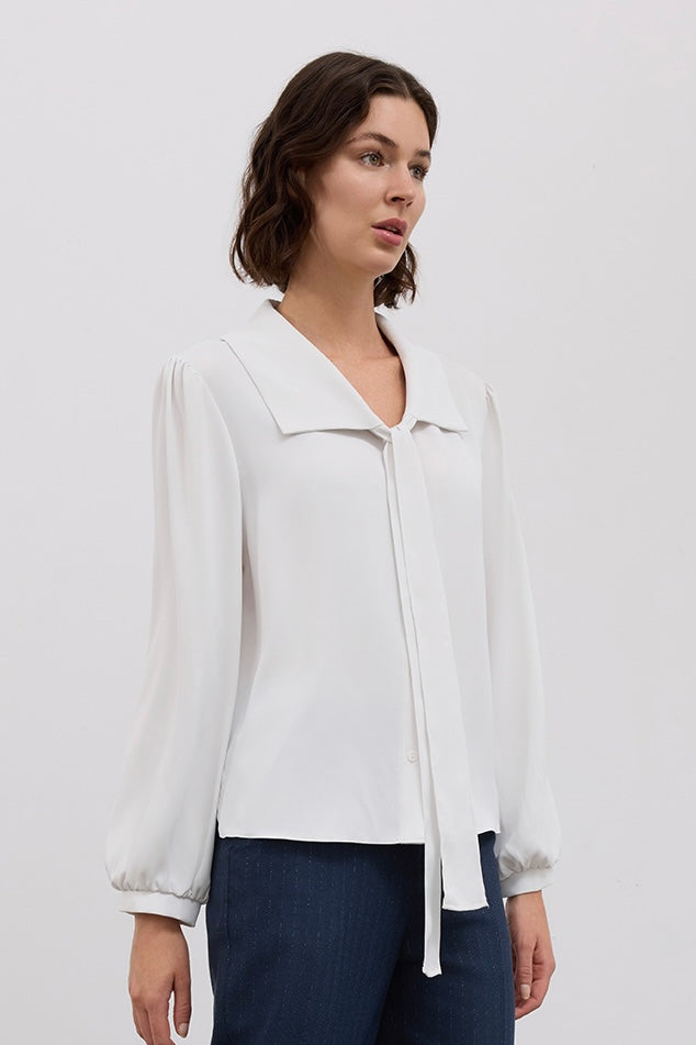 Classic Shirt with Large Collar and Bow Tie