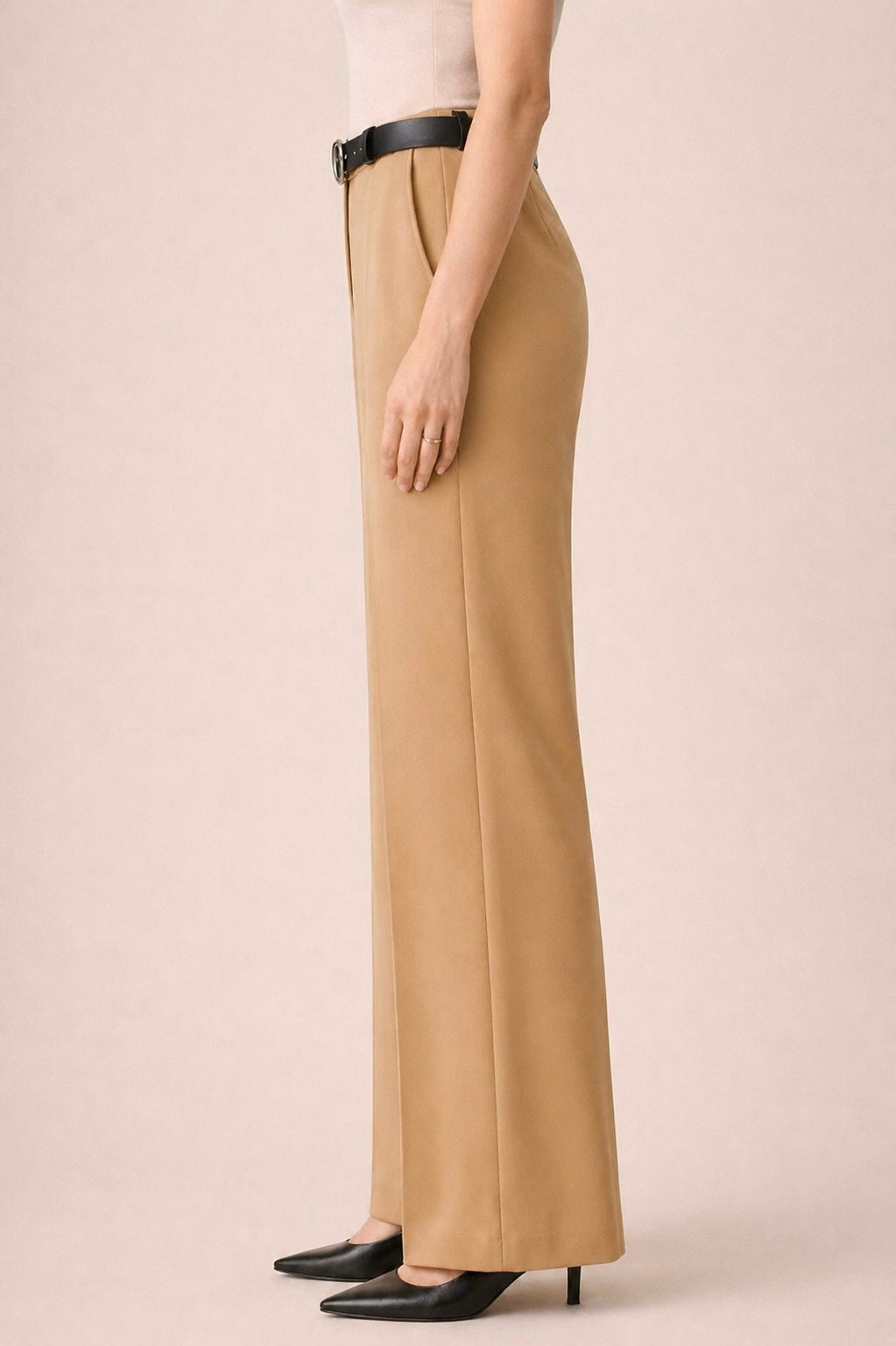 Straight High Waist Trousers with Belt