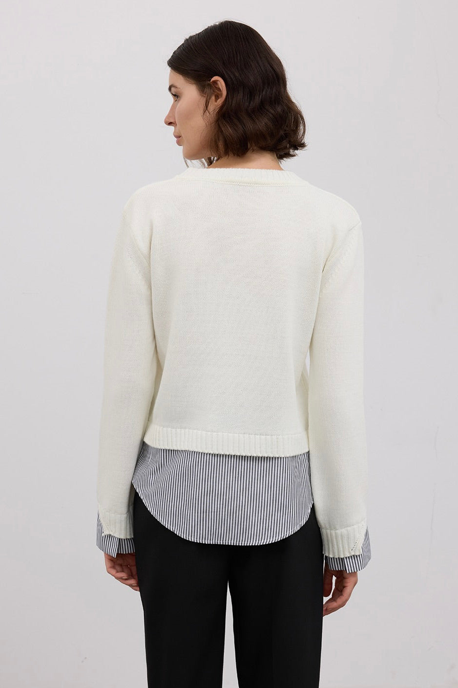 Layered V-Neck Knitted Sweater
