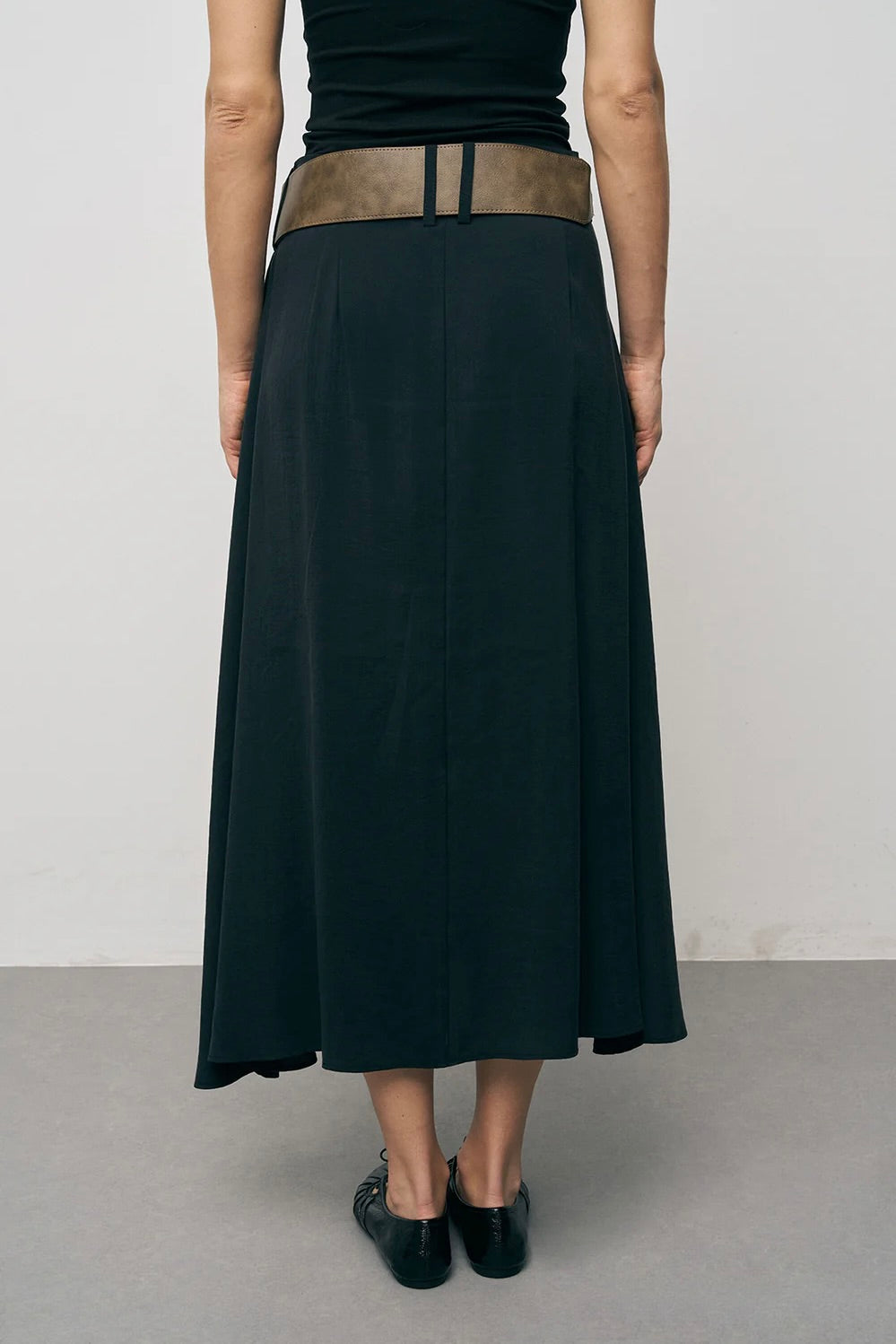 Modal Belted Midi Skirt