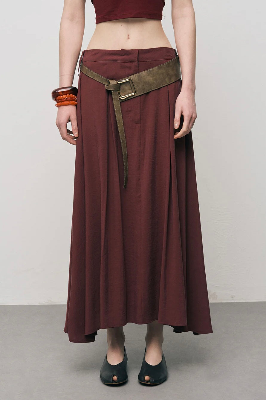 Modal Belted Midi Skirt