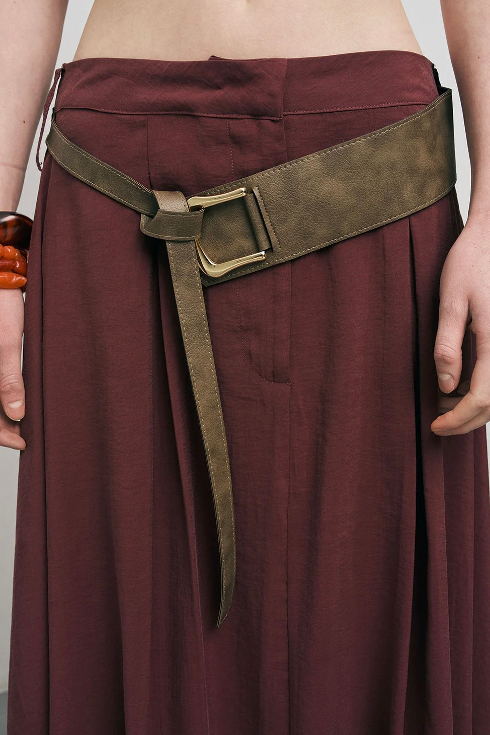 Modal Belted Midi Skirt
