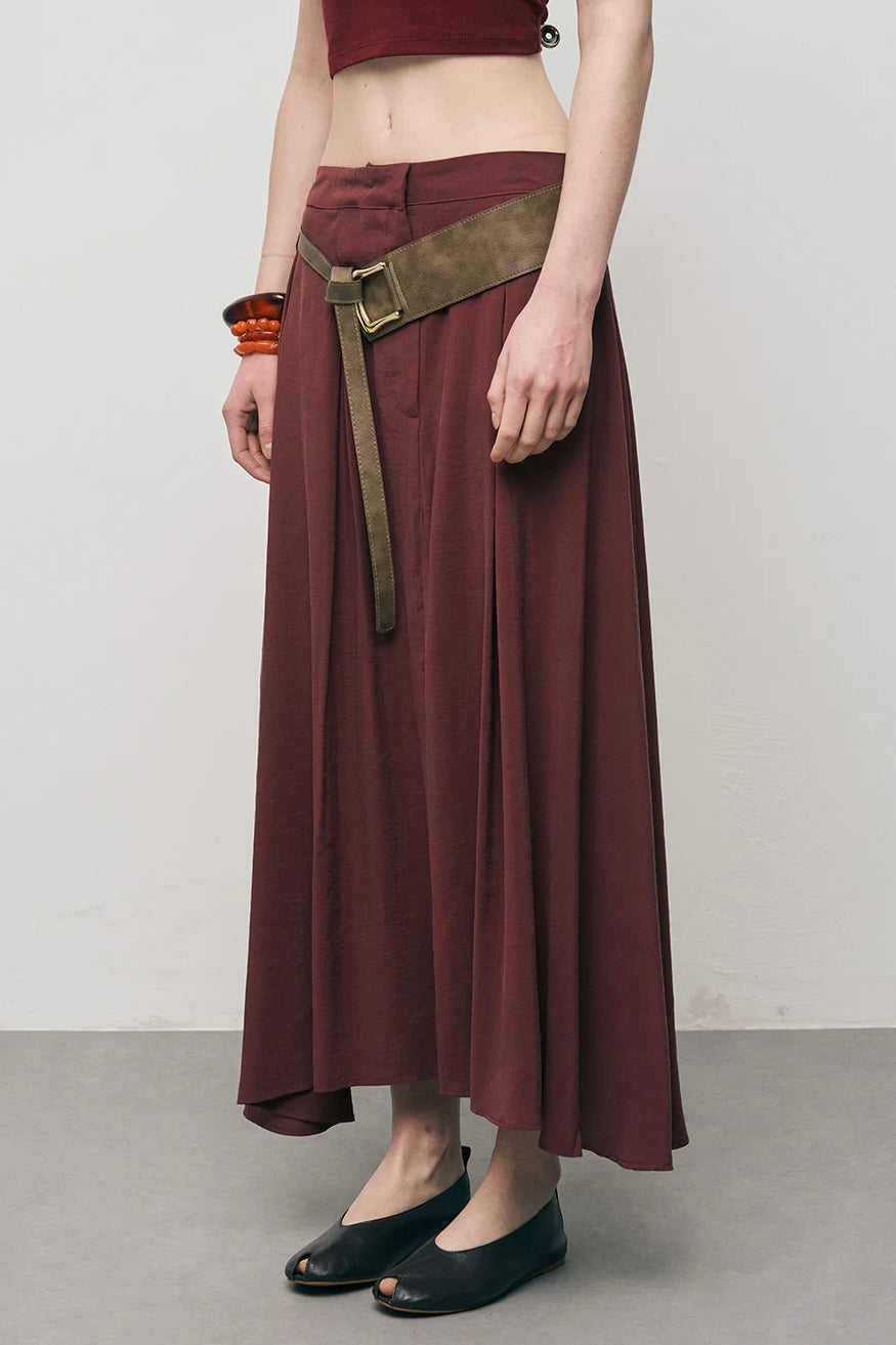 Modal Belted Midi Skirt