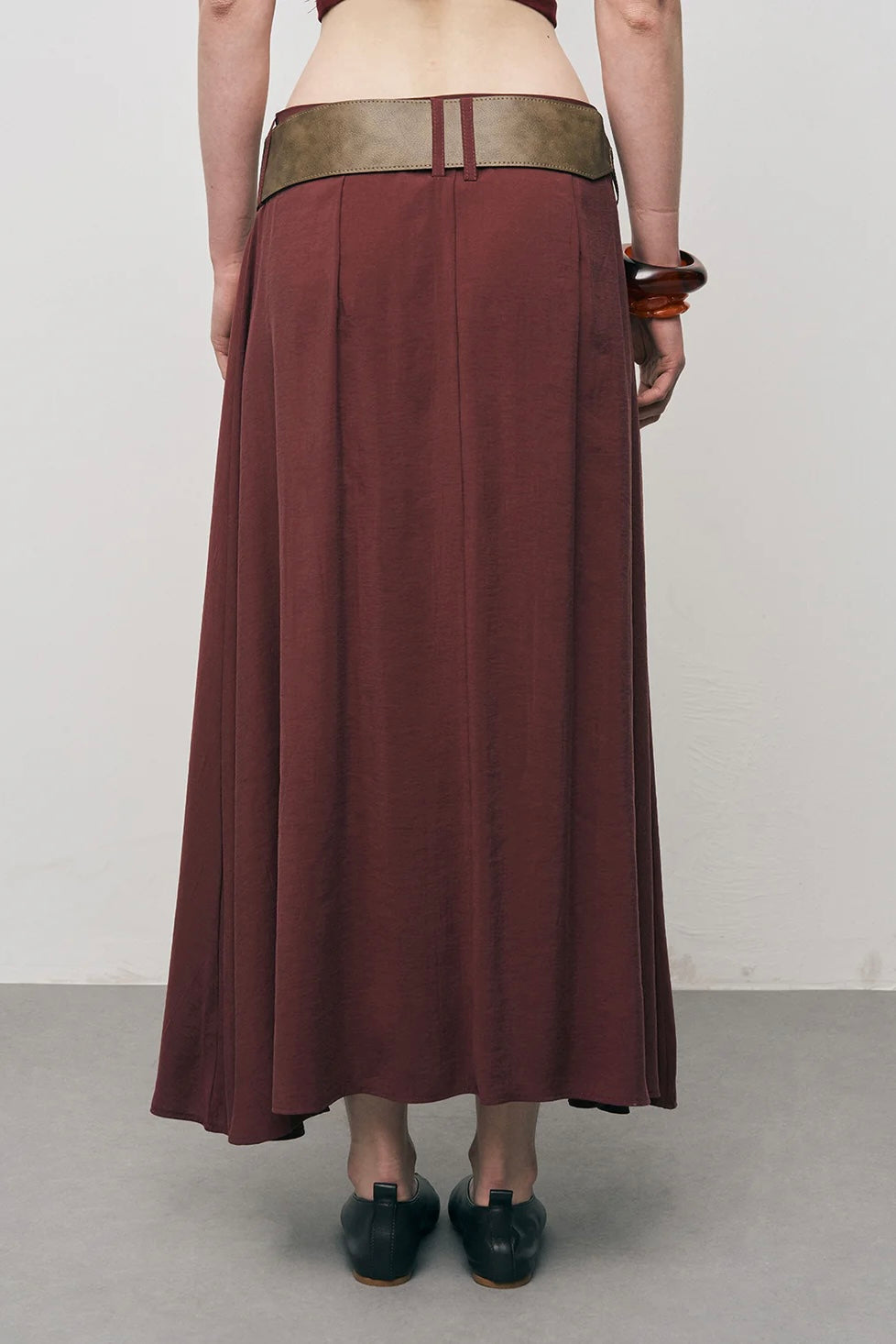 Modal Belted Midi Skirt