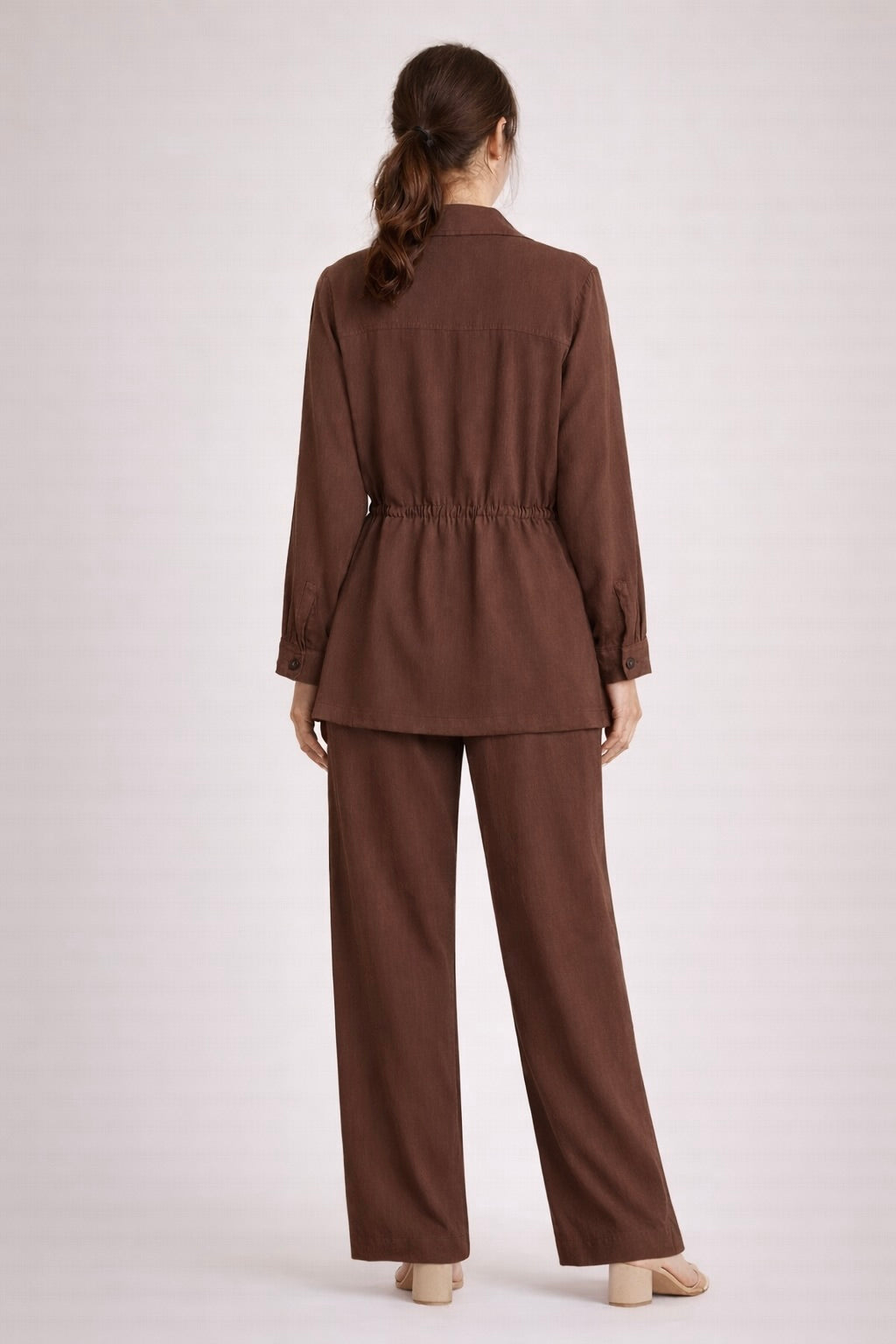 Casual Belted Jacket and Straight Pants Set