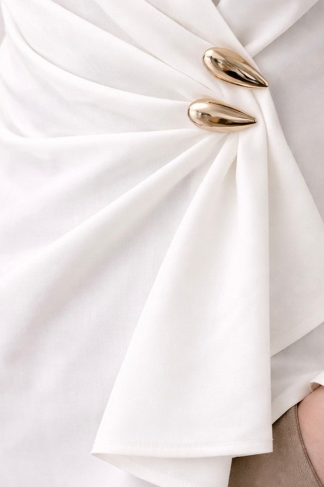 Wrap Detail Gold Accent Blouse