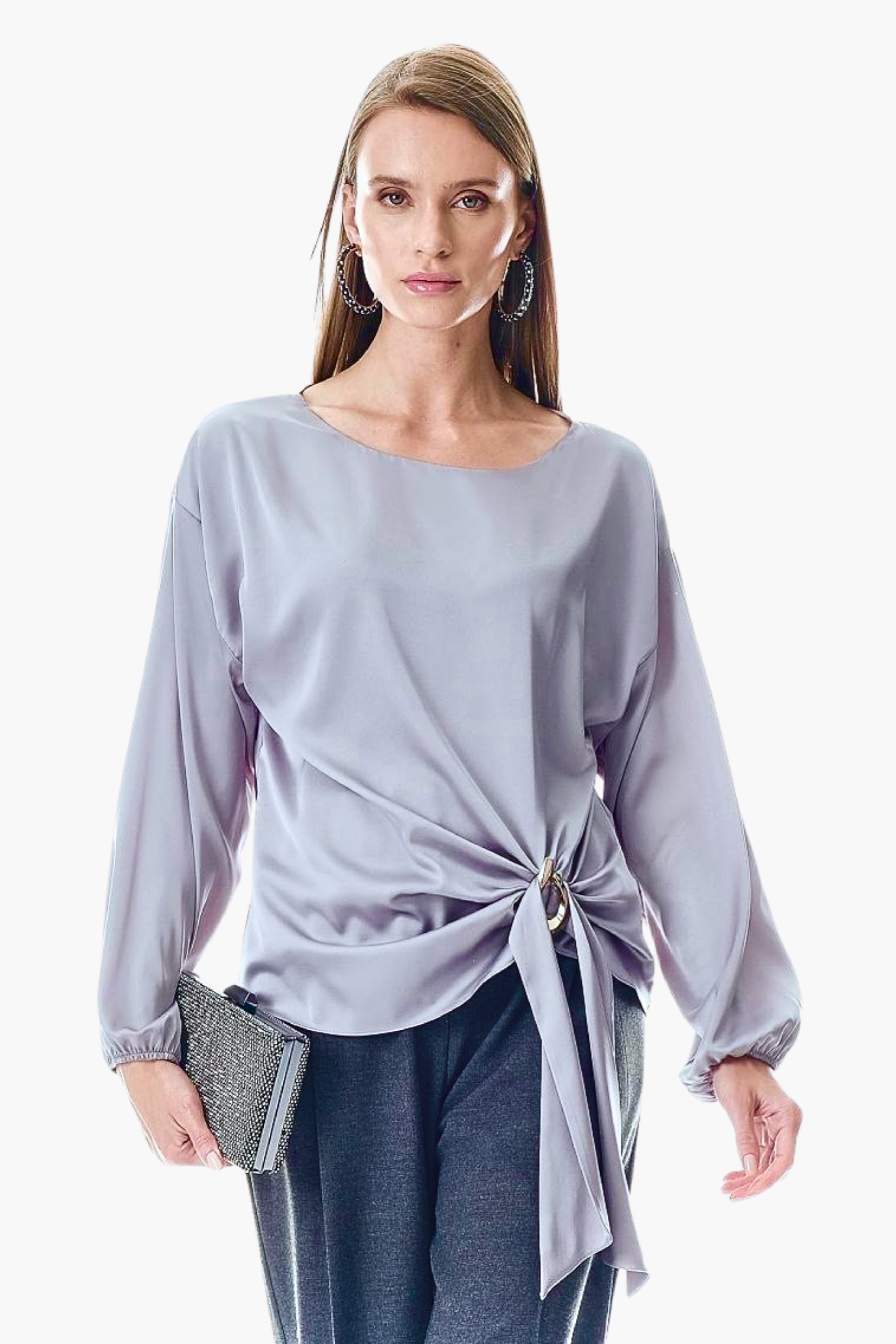 Satin Ring Detail Blouse