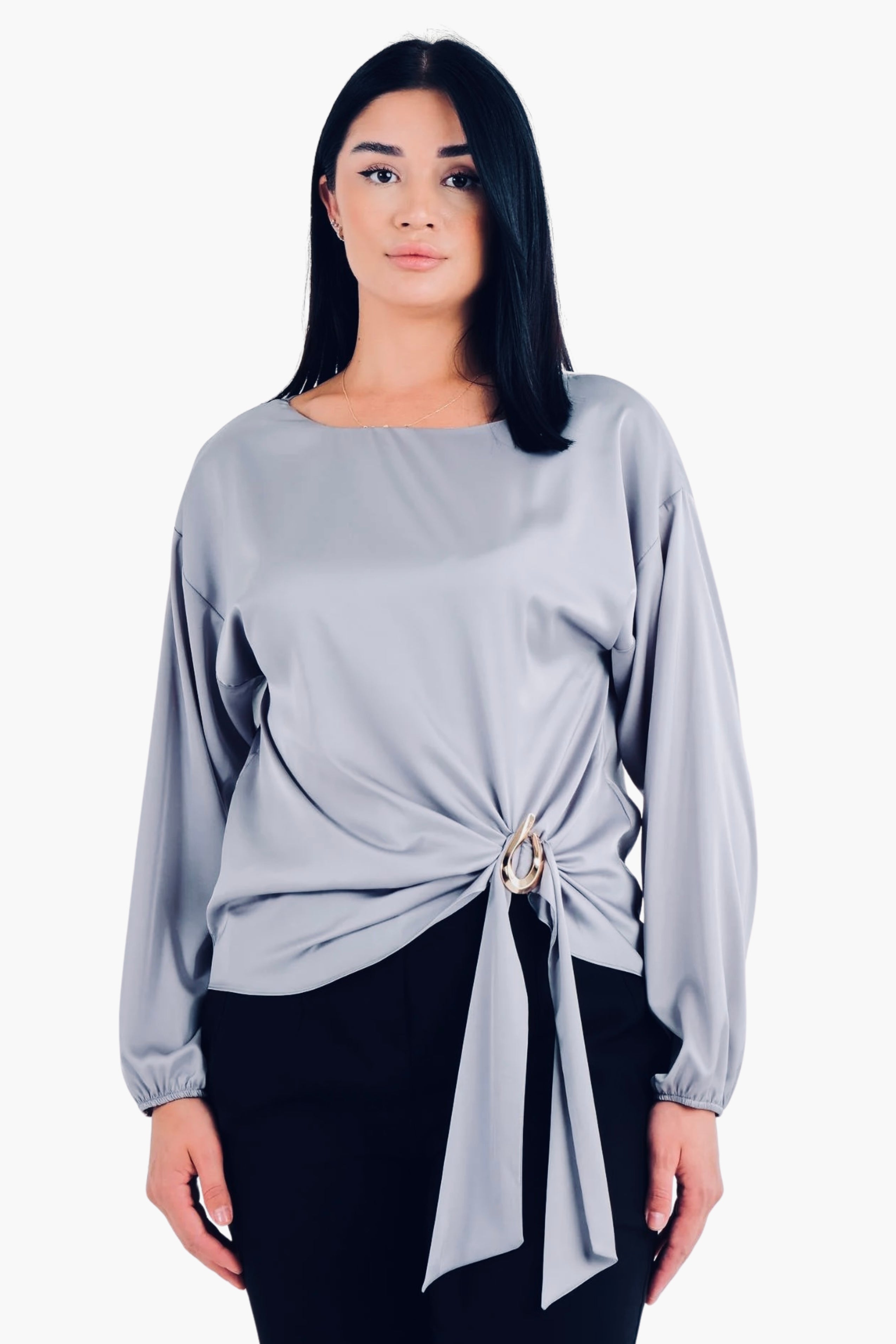Satin Ring Detail Blouse