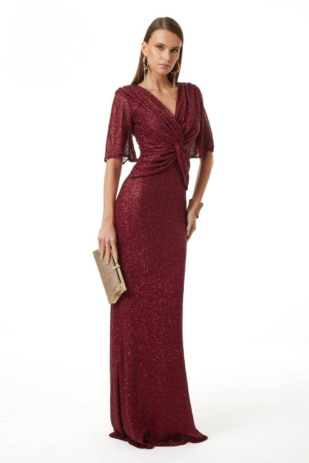 Sequin Knot Maxi Dress