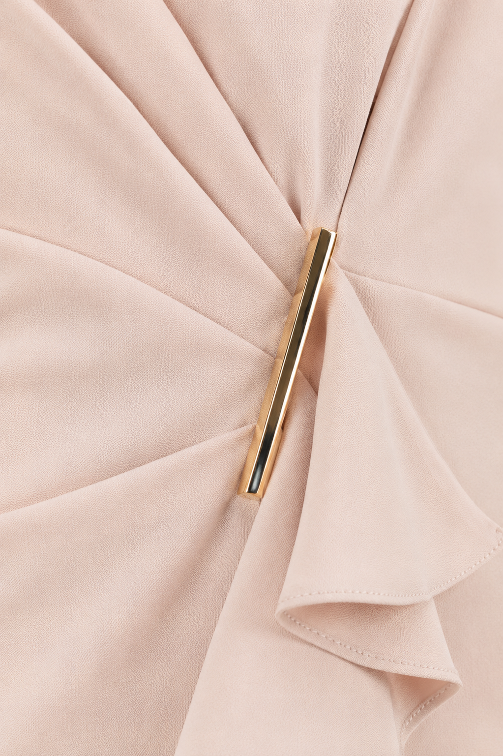 Elegant Draped Buckle Midi Dress