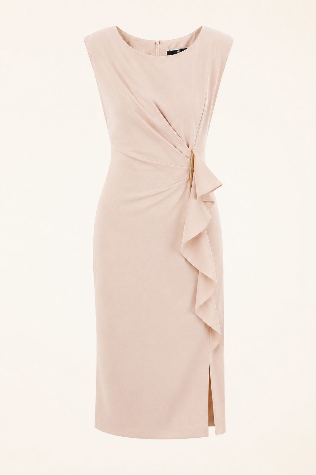 Elegant Draped Buckle Midi Dress