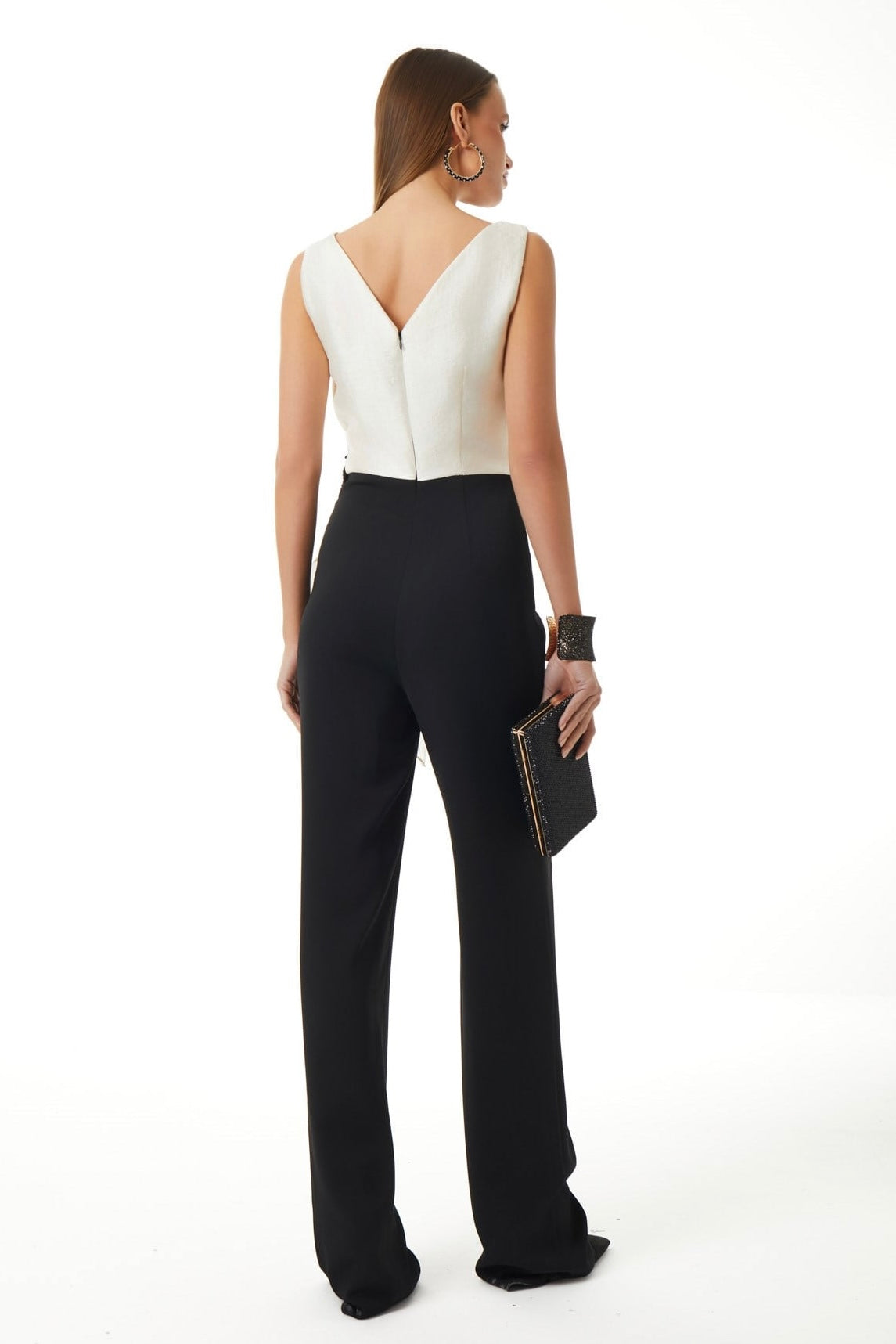 Embroidered Drape Jumpsuit