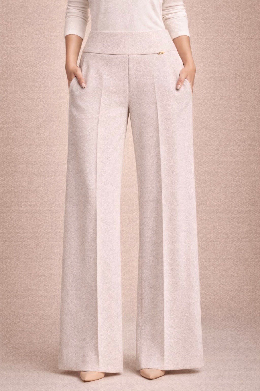 High Waist Crepe Straight Pants