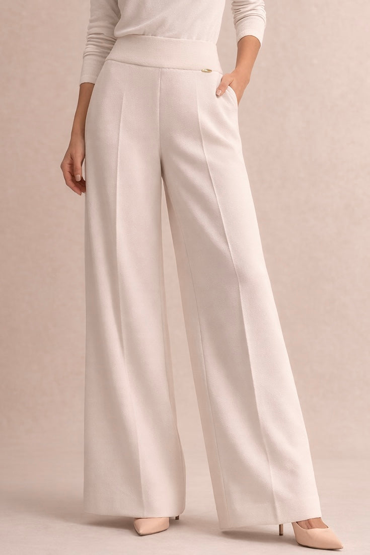 High Waist Crepe Straight Pants