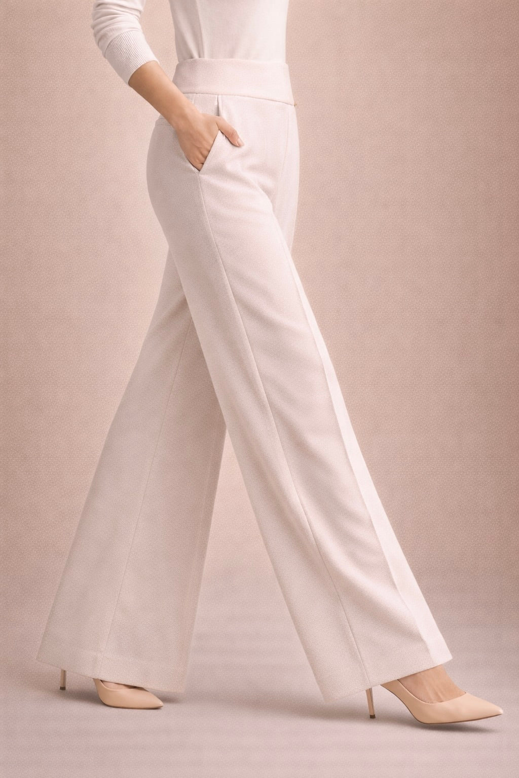 High Waist Crepe Straight Pants