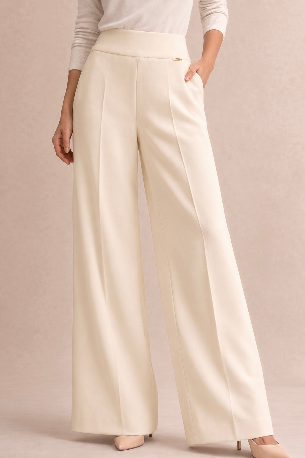 High Waist Crepe Straight Pants