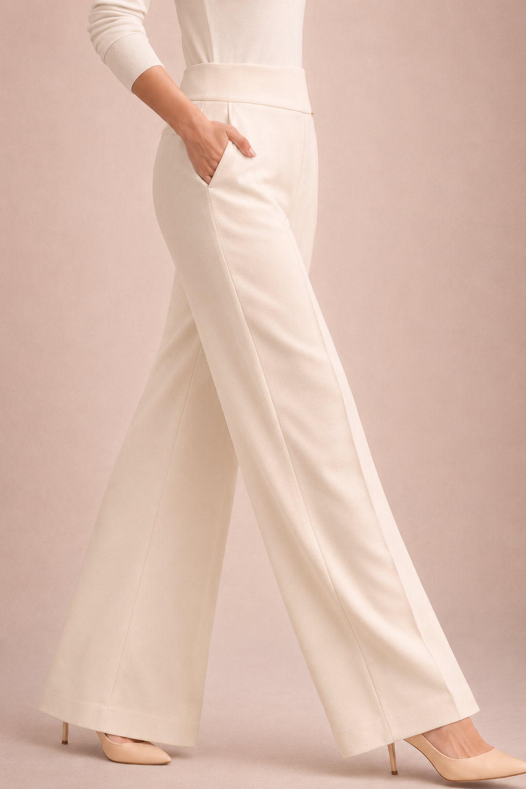 High Waist Crepe Straight Pants