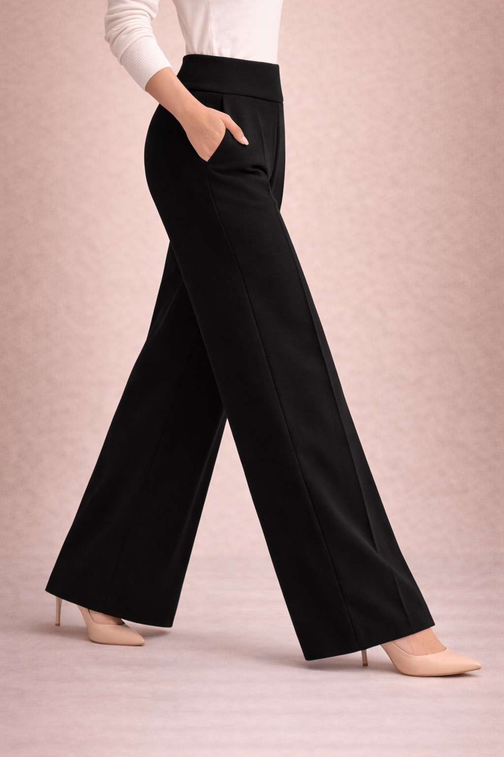 High Waist Crepe Straight Pants