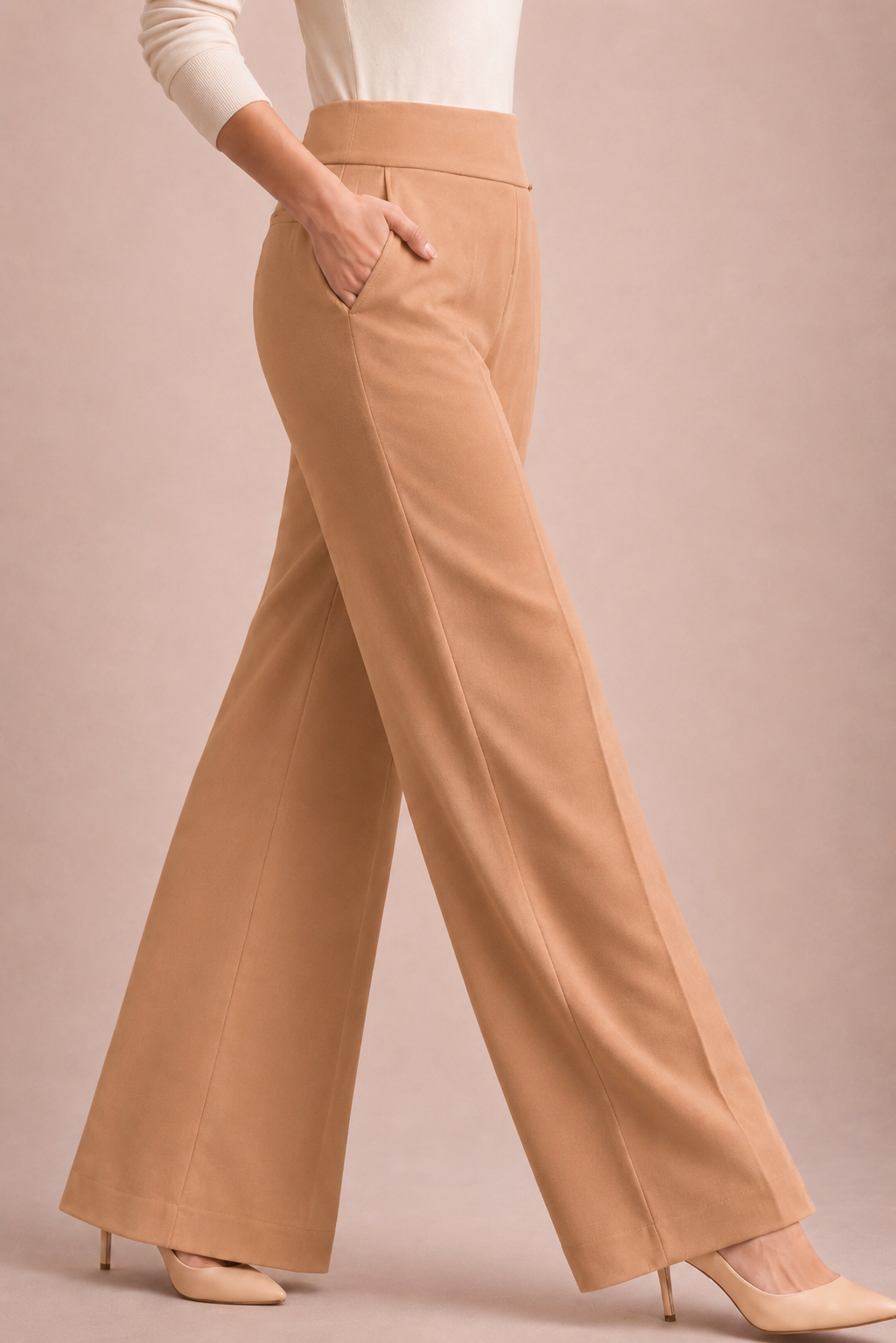 High Waist Crepe Straight Pants