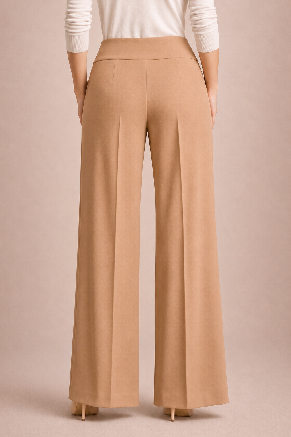 High Waist Crepe Straight Pants