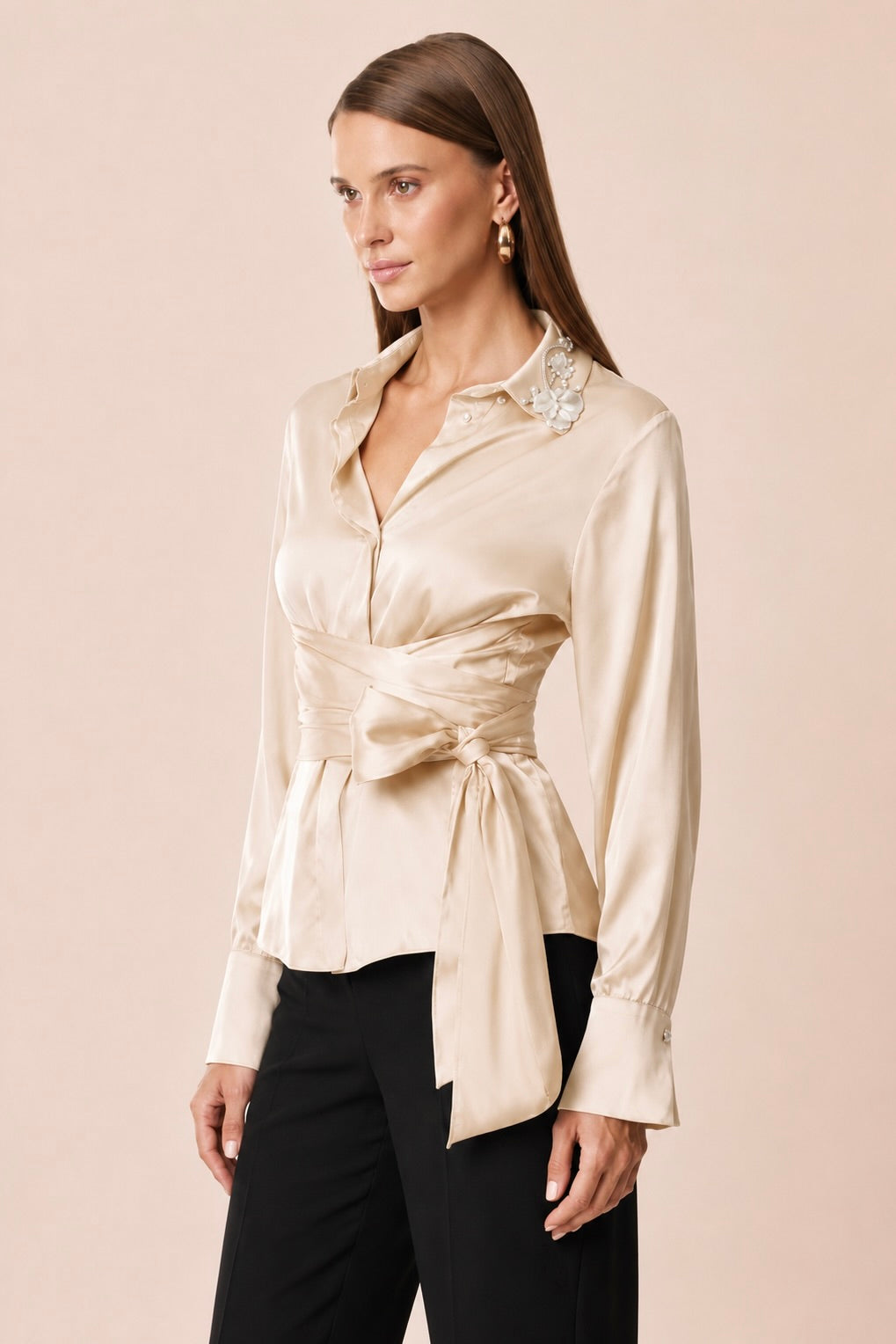 Elegant Satin Wrap Shirt