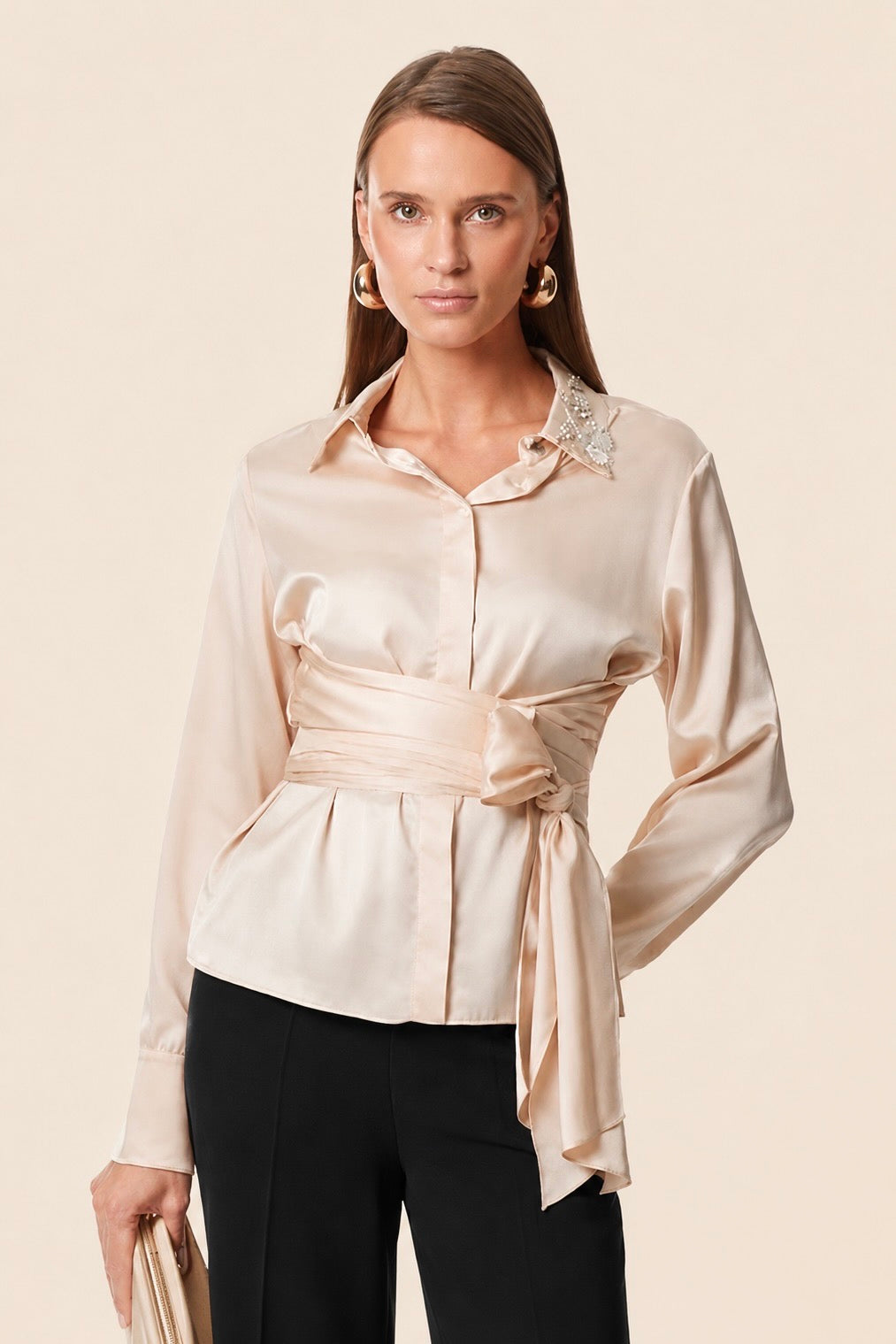 Elegant Satin Wrap Shirt
