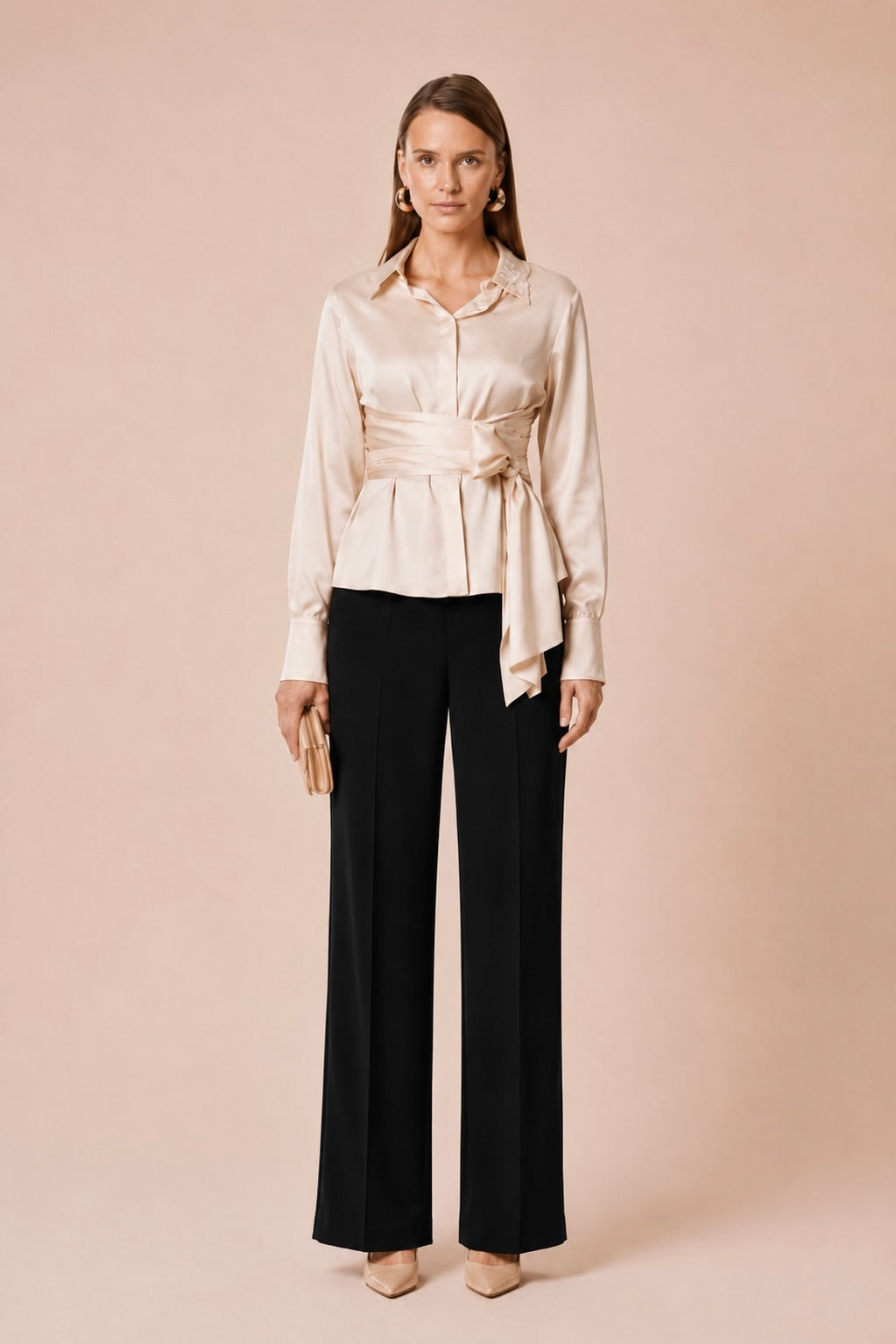 Elegant Satin Wrap Shirt
