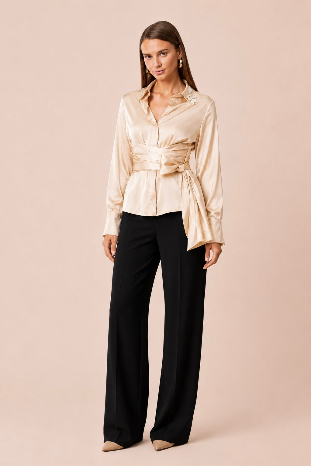 Elegant Satin Wrap Shirt
