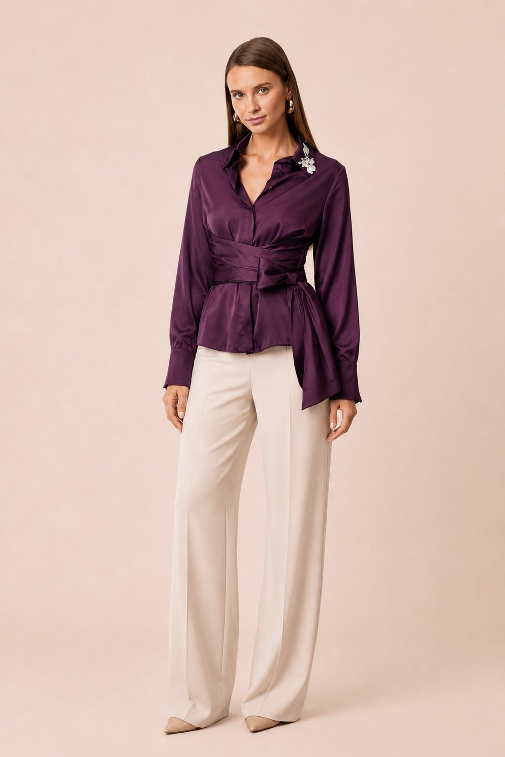 Elegant Satin Wrap Shirt
