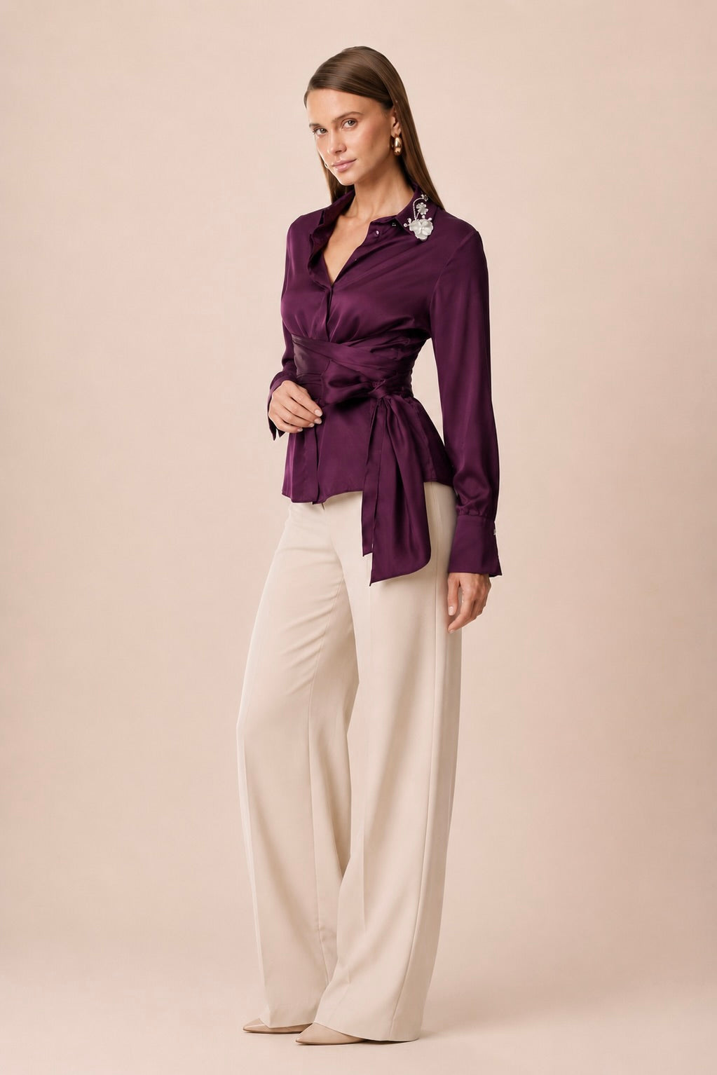 Elegant Satin Wrap Shirt