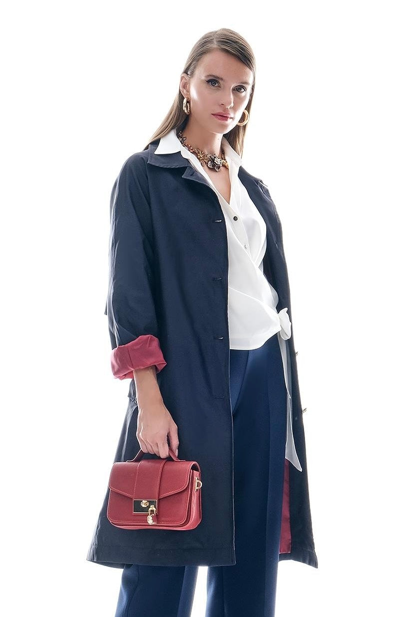 Elegant Gold Button Trench Coat