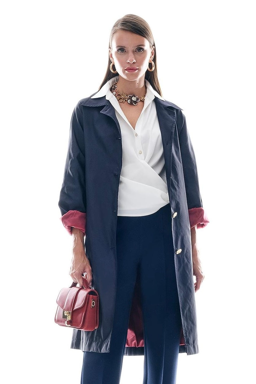 Elegant Gold Button Trench Coat