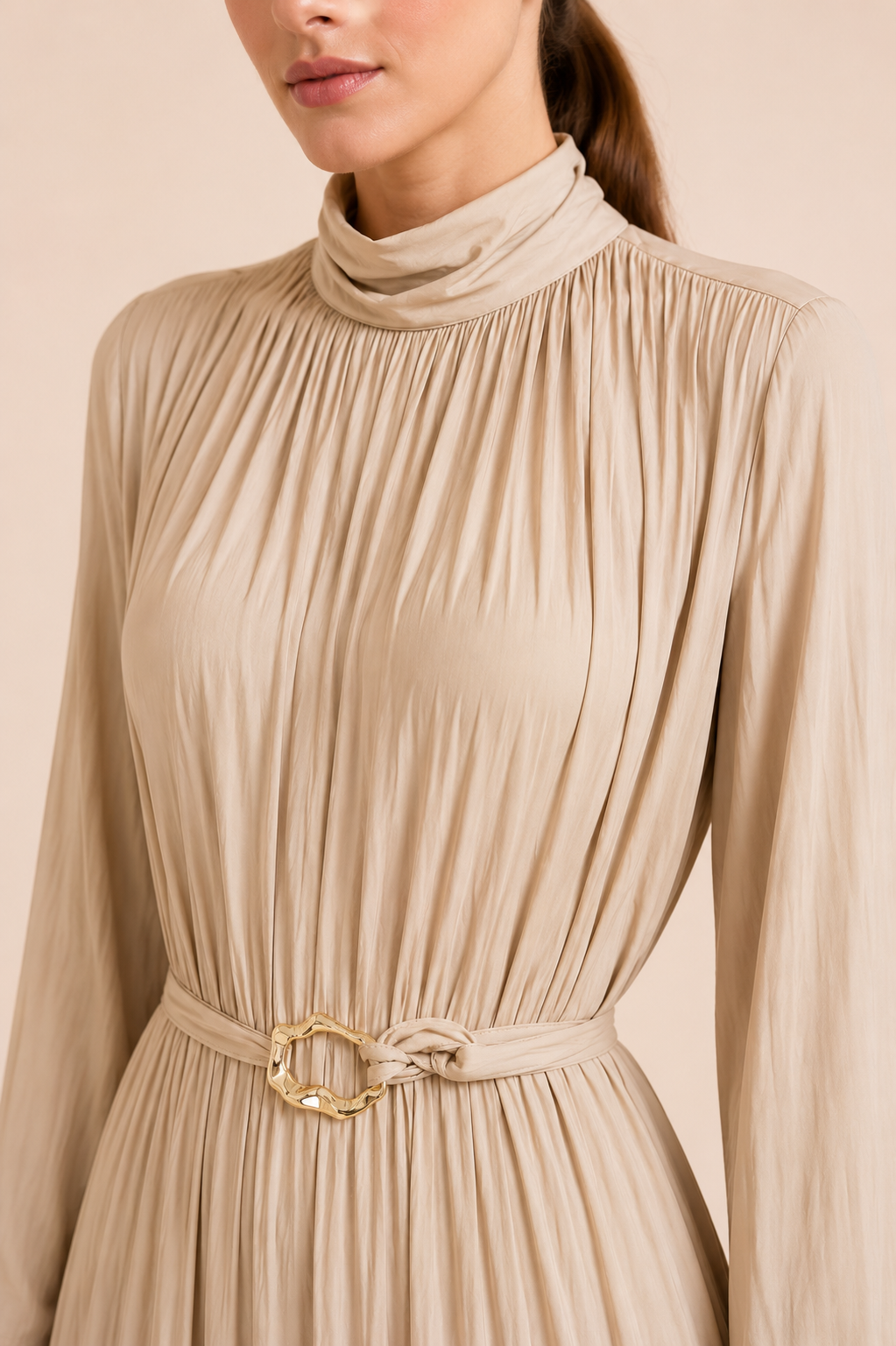 Gathered Belted Maxi Dress