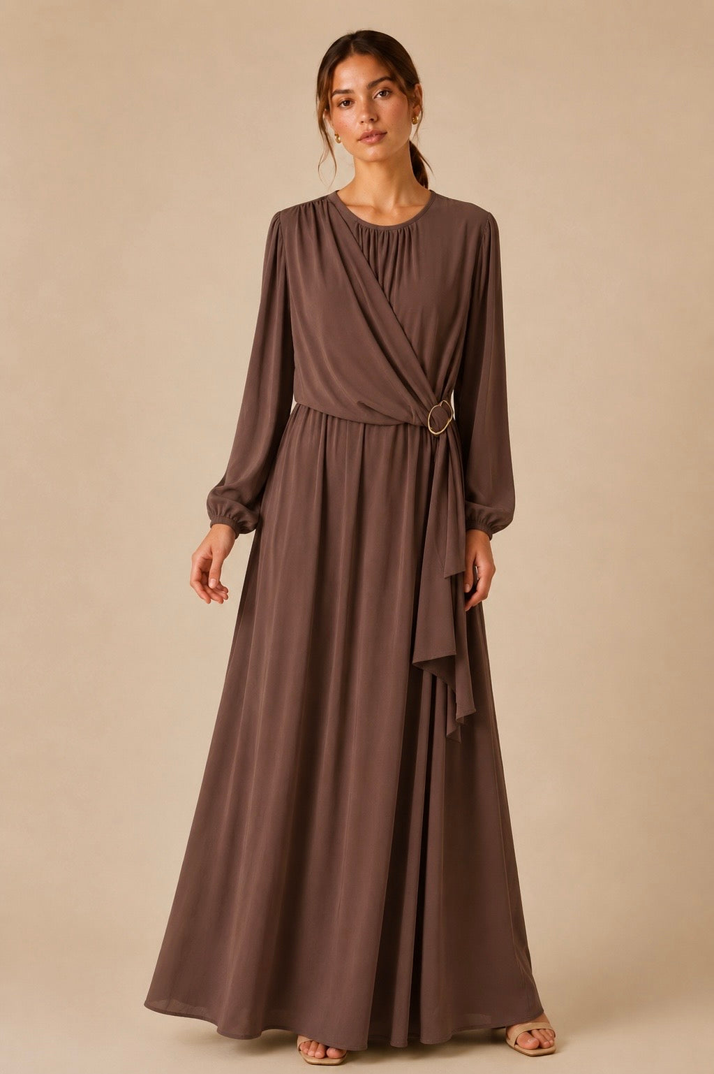 Gathered Wrap Maxi Dress