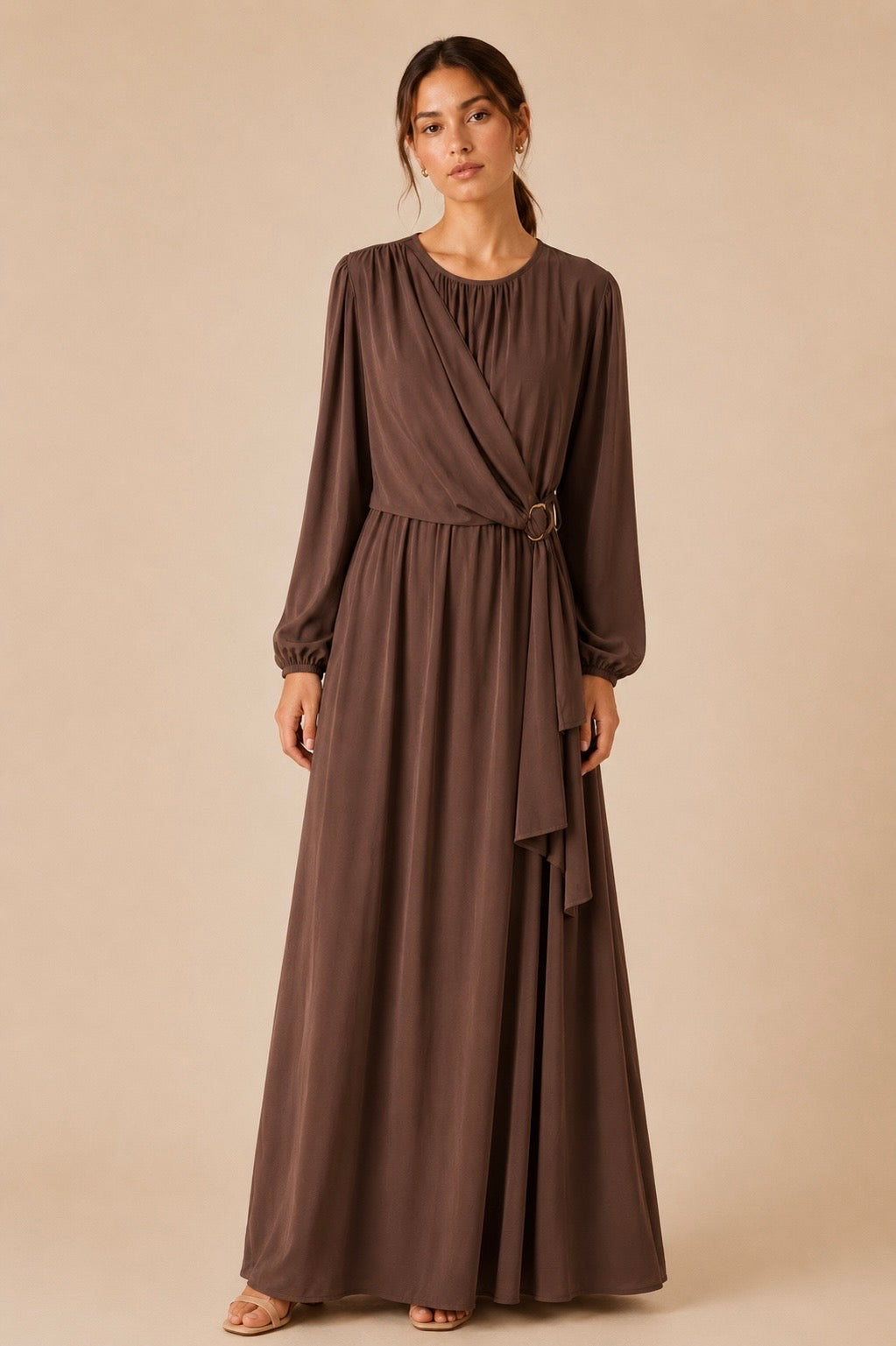 Gathered Wrap Maxi Dress