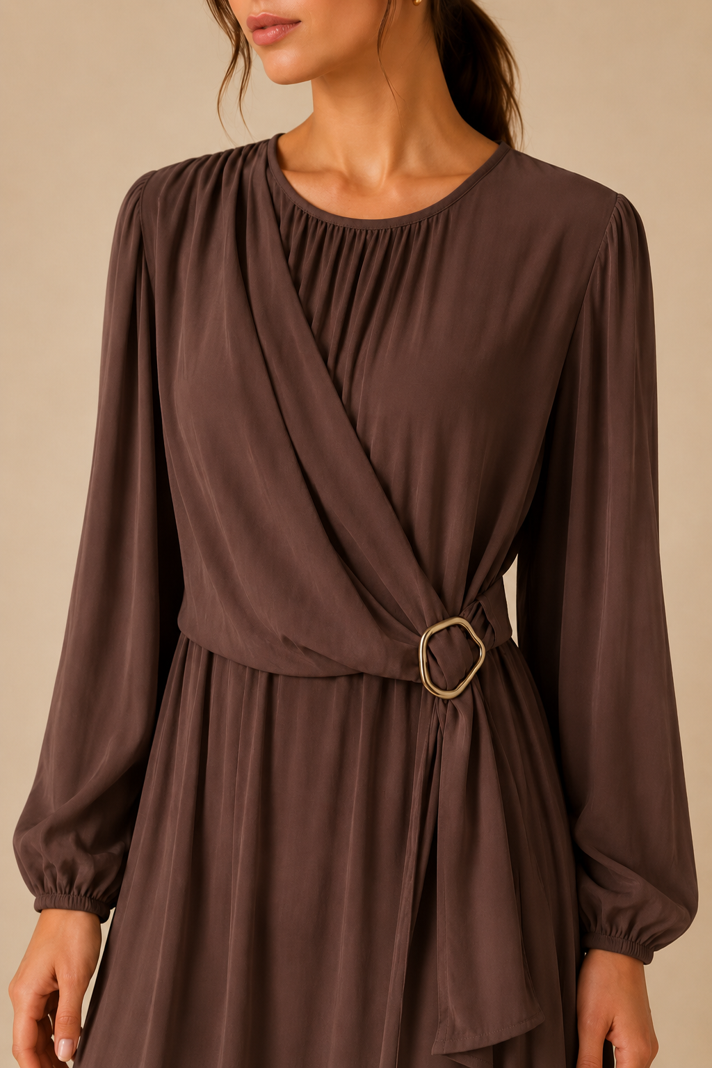 Gathered Wrap Maxi Dress