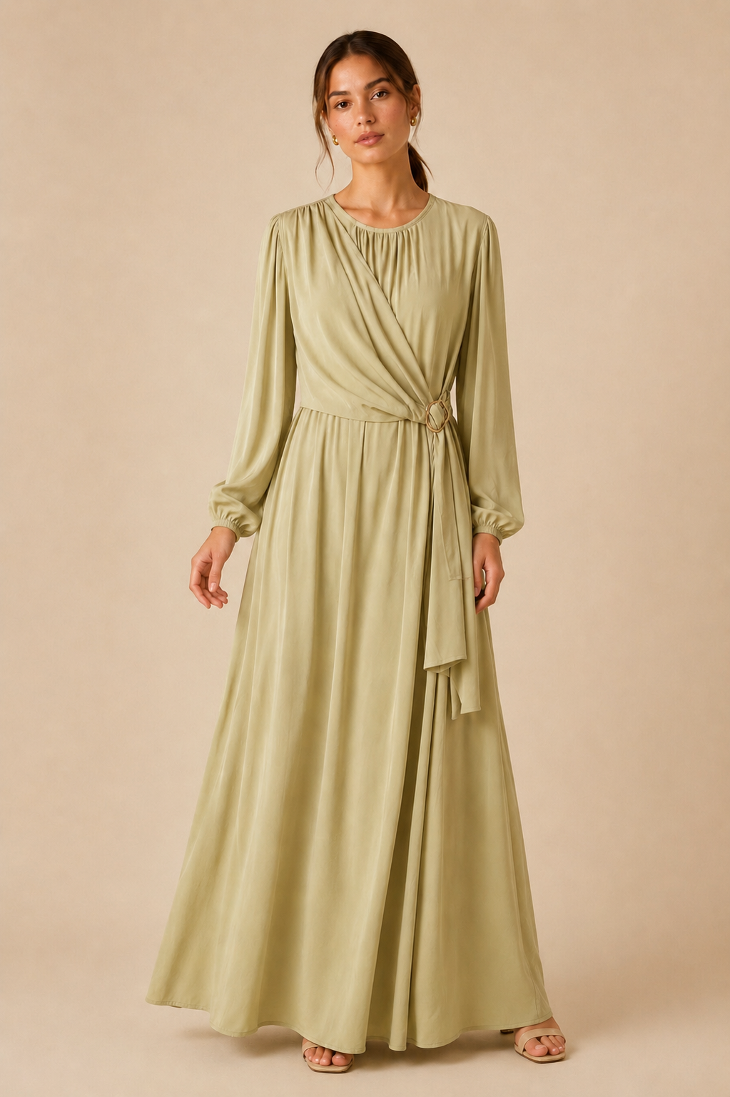 Gathered Wrap Maxi Dress