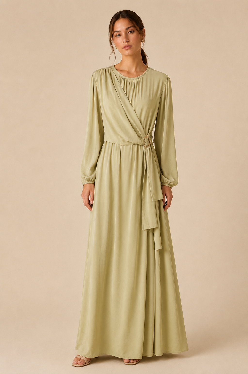 Gathered Wrap Maxi Dress