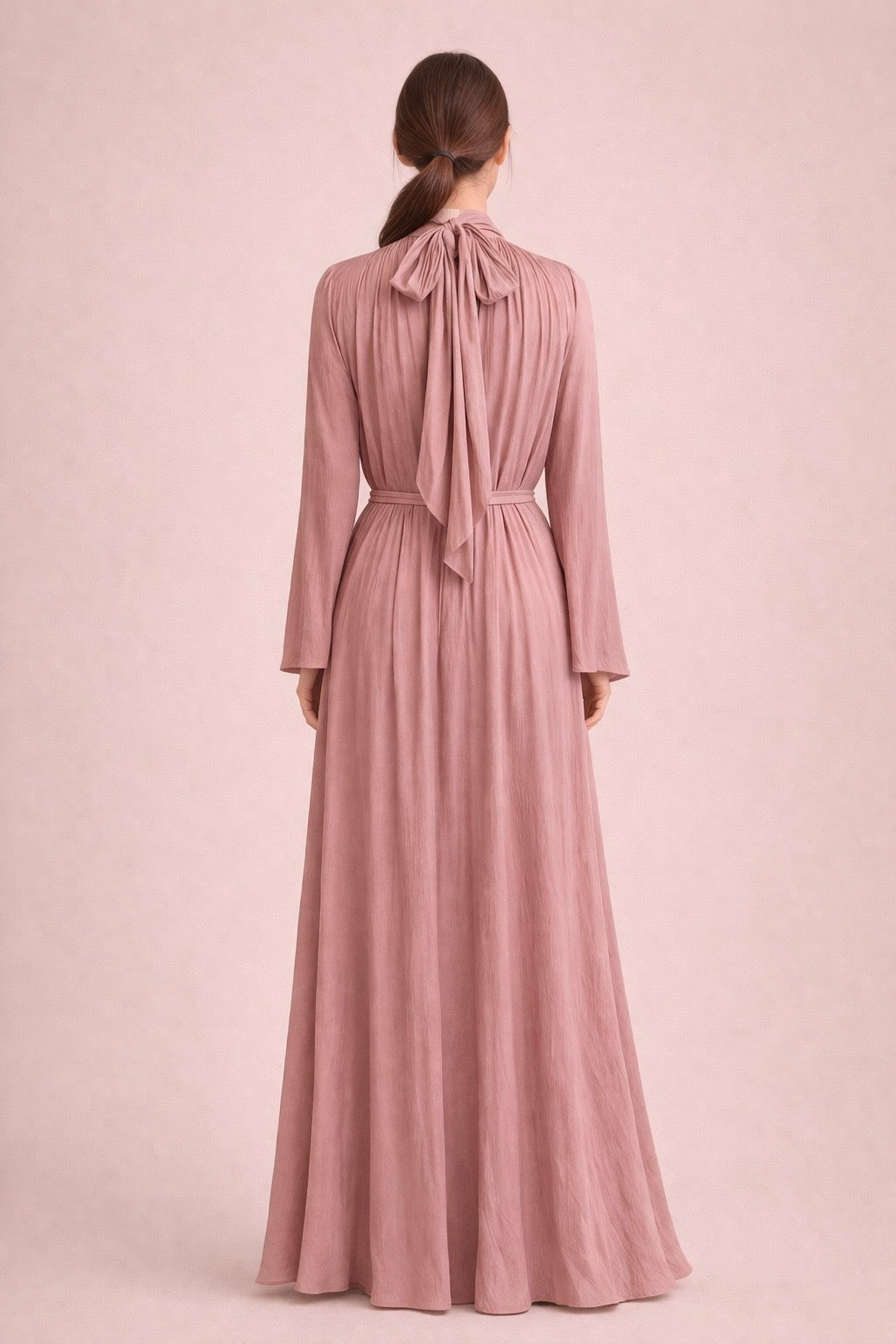 Gathered Belted Maxi Dress