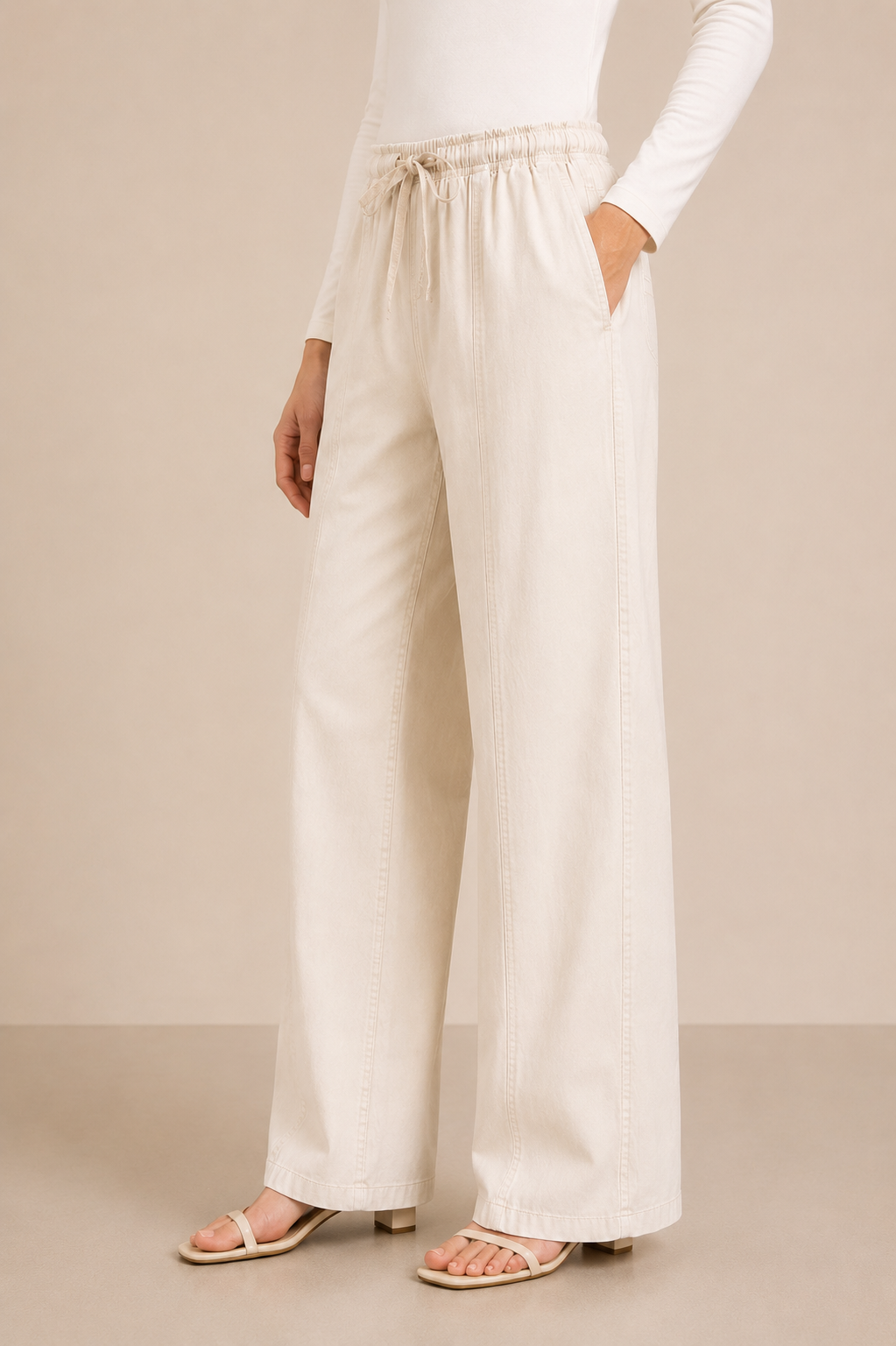 Relaxed Long Drawstring Pants