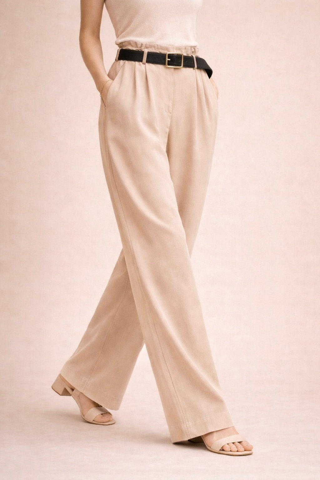 Elegant Belted Wide Leg Pants
